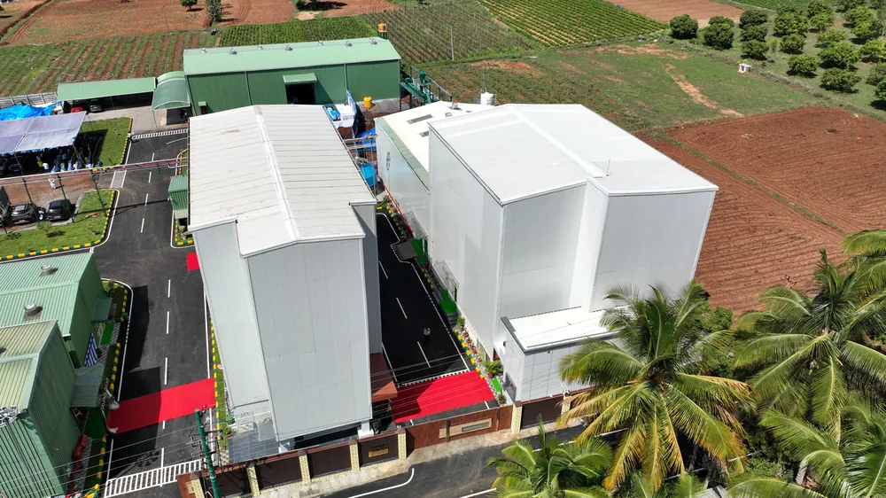Aerial view of the white extraction and research blocks