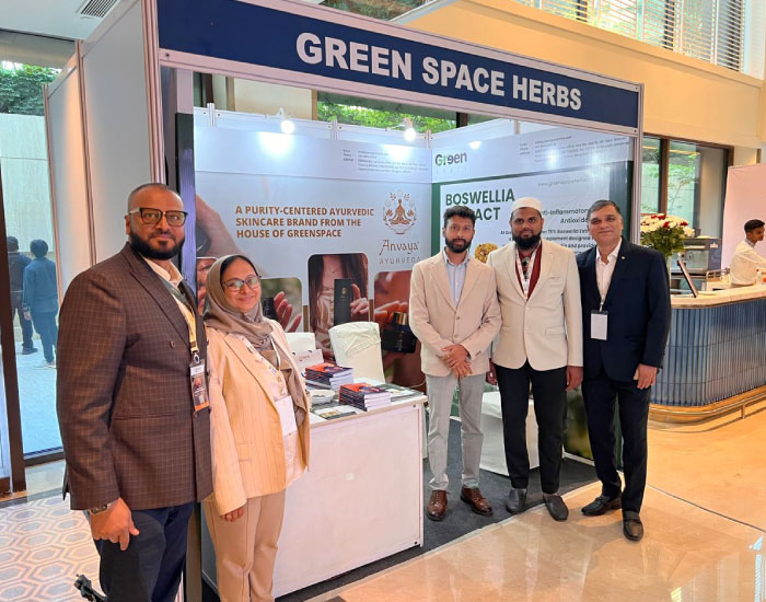 The GreenSpace Herbs team representing the company at an industry exhibition