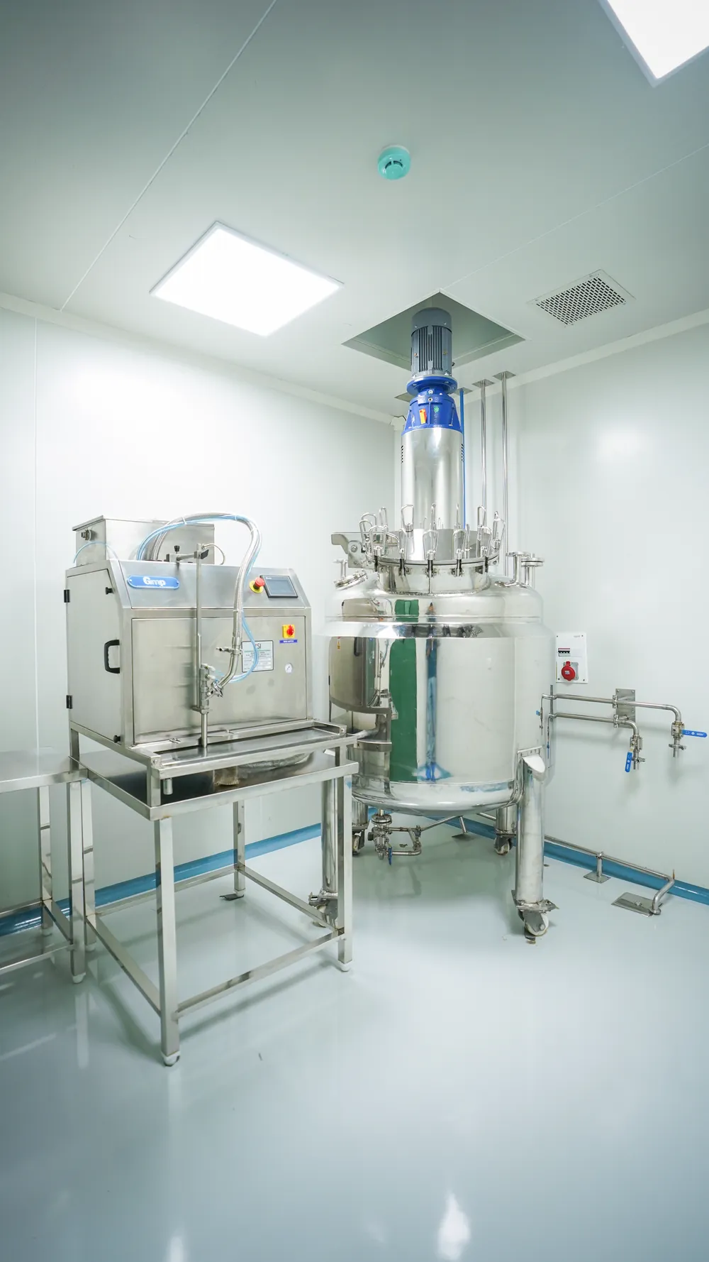 Stainless-steel reactor in a clean room at the GreenSpace Herbs facility