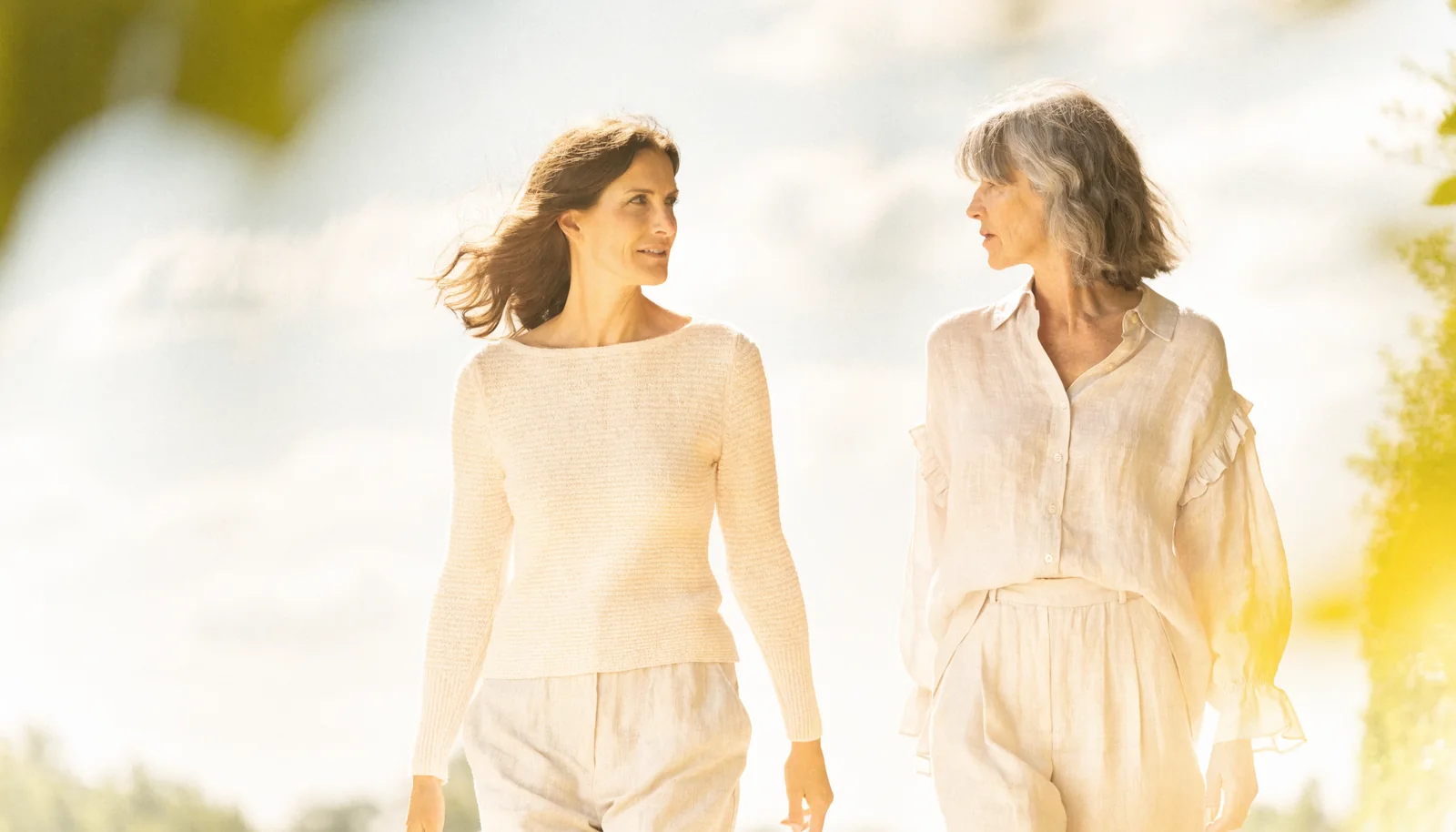 Two women walking outdoors